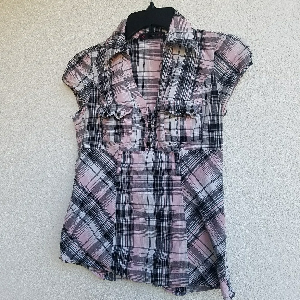 Pink and black striped top